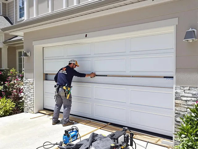 South Whittier Garage Door Repair team performing complete garage door replacement at South Whittier residence