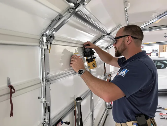 South Whittier Garage Door Repair technician quieting a noisy garage door in South Whittier