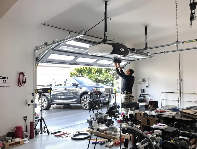 South Whittier Garage Door Repair specialist installing smart garage door opener system in South Whittier home