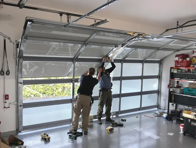 South Whittier Garage Door Repair expert performing precise panel replacement on South Whittier garage door